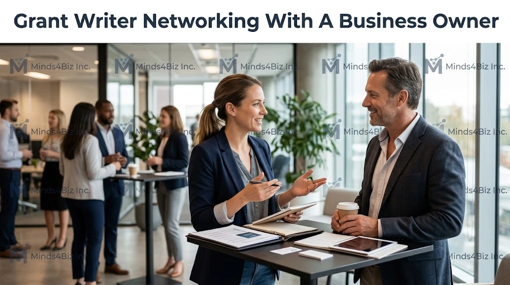 Grant Writer Networking with a busines owner